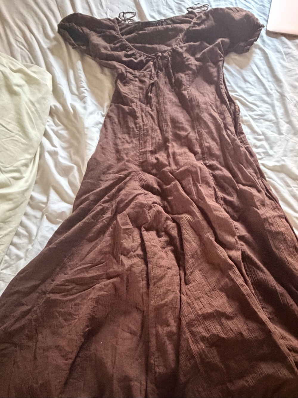 Zara Chocolate Brown Maxi Dress with Tie-Front - Picture 3 of 11